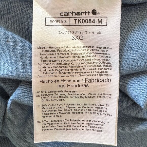 Carhartt Loose Fit 3-Button Polo Shirt Pocket Logo  Blue Men's Size 3XL - Picture 6 of 6